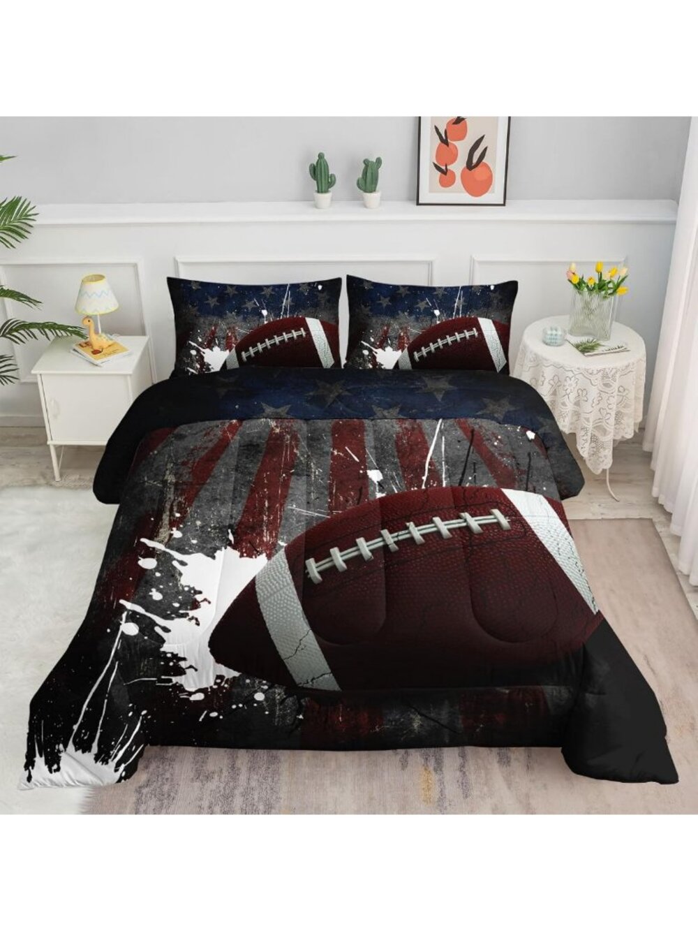 3D Print American Football Comforter Set for Boys & Teens - Sports Bedding
